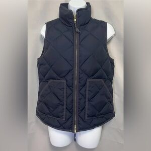 J. CREW Navy Blue Excursion quilted down full zip‎ puffer vest Women's Sz XS